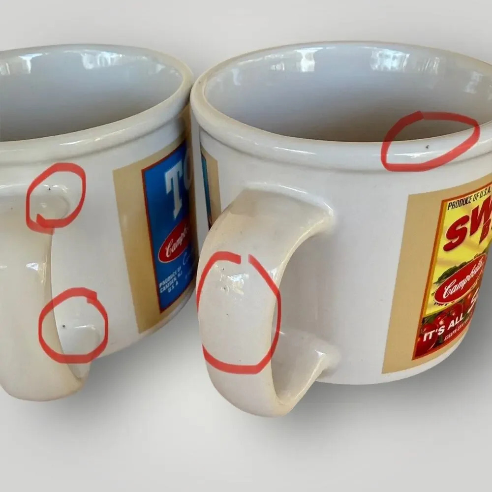 Campbell's Vintage Soup Mugs 2005 Set of 2 Collectible Houston Harvest 16 oz - Picture 10 of 10
